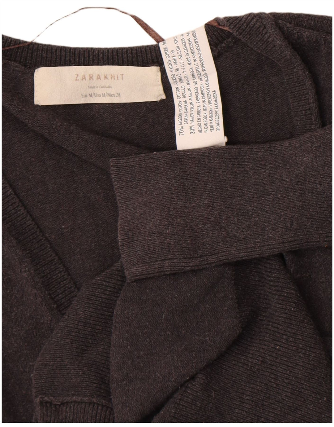 Maglione cardigan da donna Zara UK 12 Cotone grigio medio
