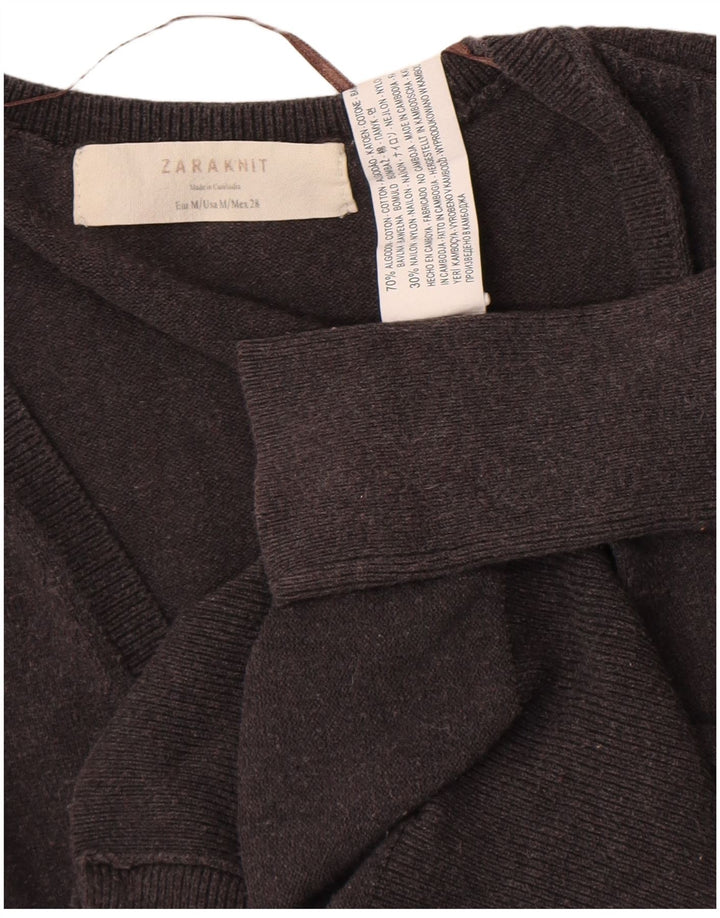 Maglione cardigan da donna Zara UK 12 Cotone grigio medio