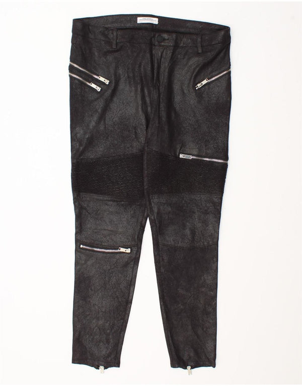 Zara Womens Skinny Cropped Trousers Large W30 L27 Black Polyester