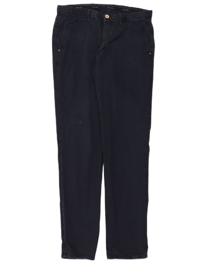 MASSIMO DUTTI Pantaloni chino slim fit da uomo EU 42 Large W32 L34 Blu navy