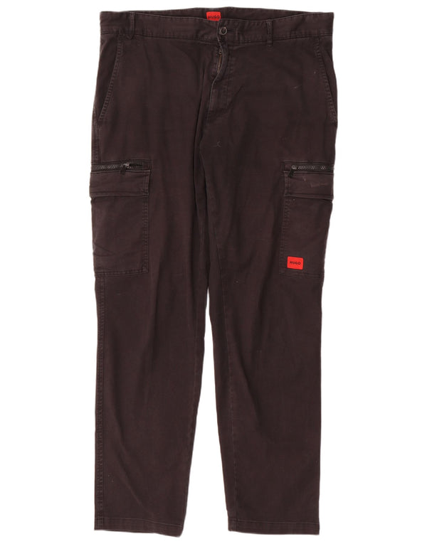 Pantaloni cargo affusolati da uomo Hugo Boss IT 52 XL W38 L31 cotone nero