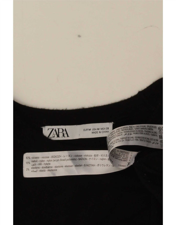 Top Zara da donna a maniche corte in maglia a maniche corte UK 12 viscosa nera media