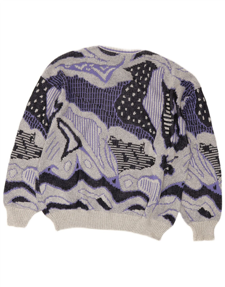 Maglione girocollo da donna con motivo astratto VINTAGE UK 20 2XL Grigio