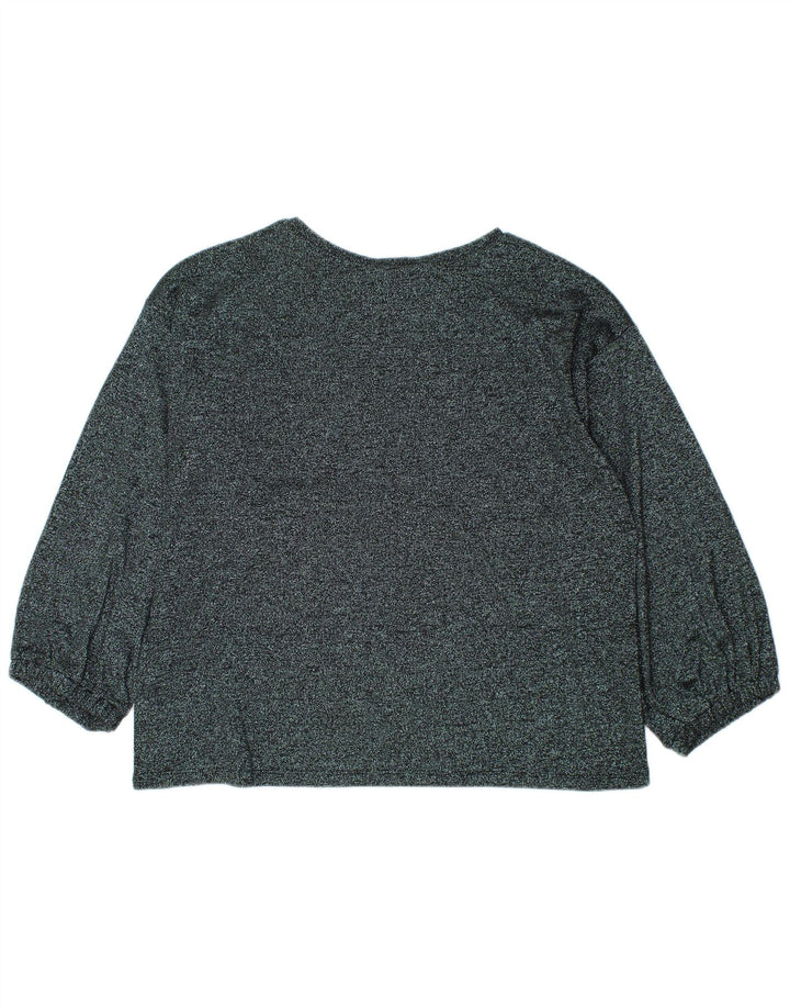 Top Zara da donna a maniche lunghe UK 16 grande grigio screziato