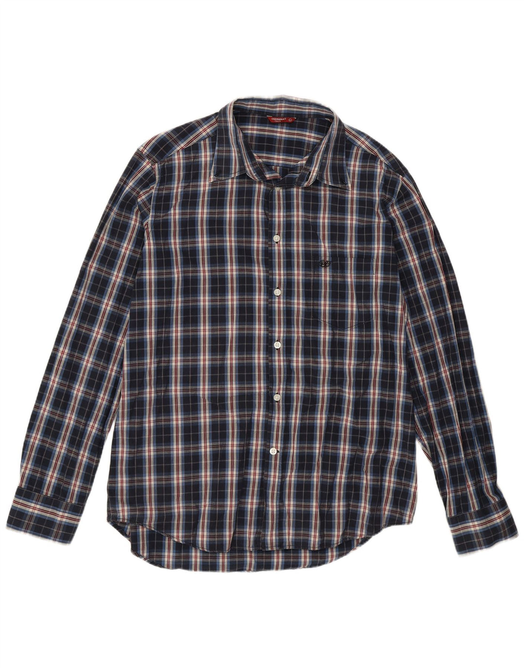 Camicia da uomo Carrera grande in cotone a quadri blu navy