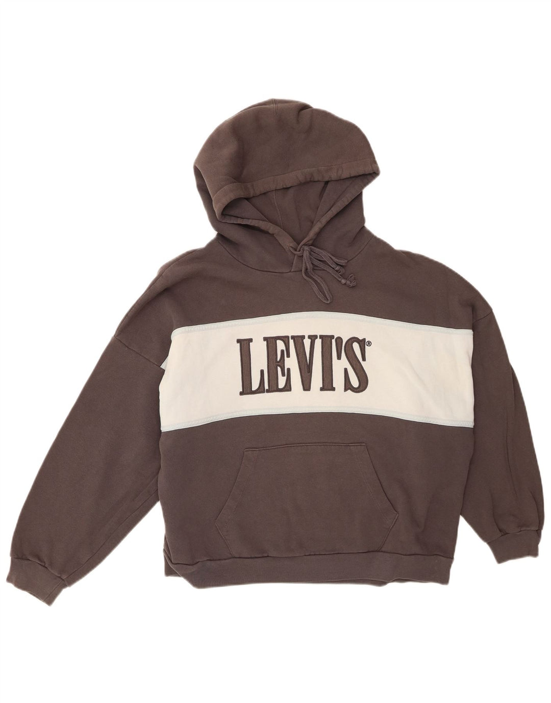 LEVI'S Womens Oversized Hoodie Jumper UK 14 Medium Grey Colourblock