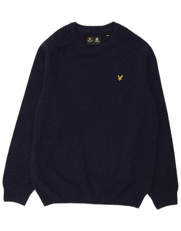 Lyle & Scott Uomo Maglione Girocollo Maglione Grande Lana Blu Navy
