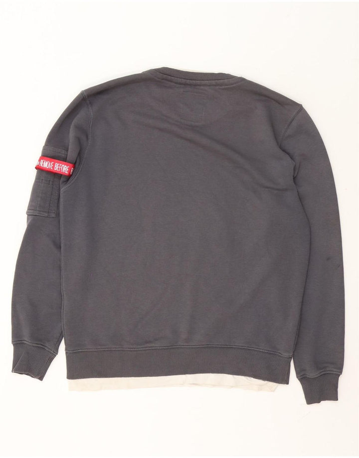 Felpa grafica da uomo Alpha Industries, piccola, in cotone grigio