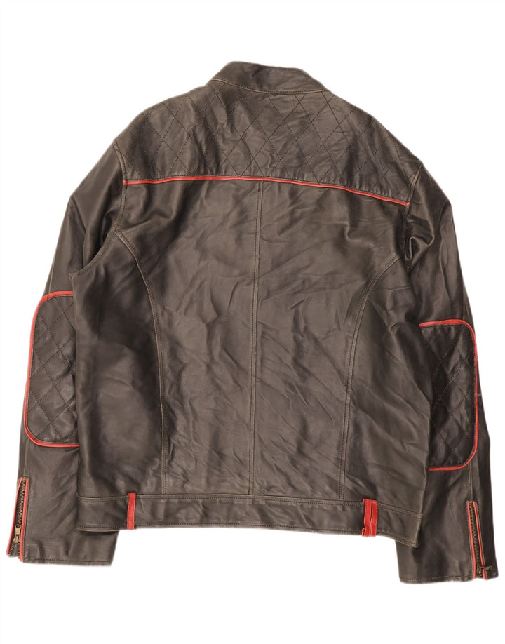 Giacca in pelle Moto Racer da uomo Les Boulevards UK 40 Large Nera