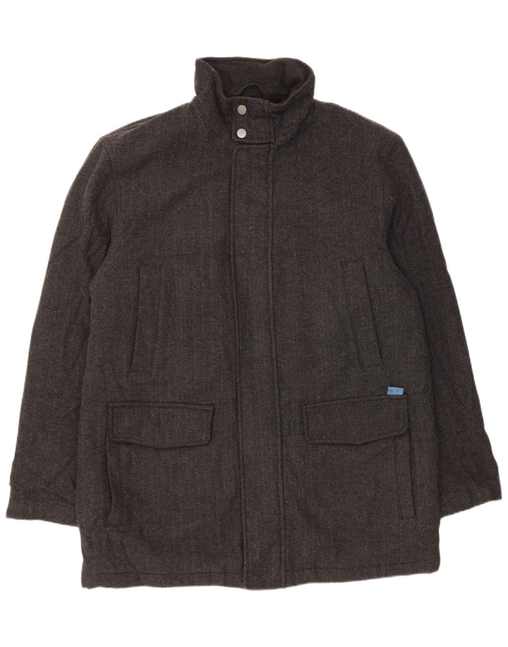 Cappotto giacca a vento da uomo John Lewis UK 42 XL Lana a spina di pesce grigia