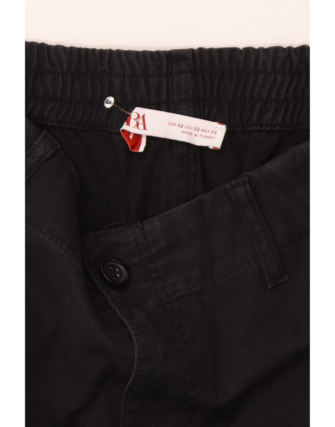 Pantaloni cargo dritti da uomo Zara EU 42 Large W32 L29 neri