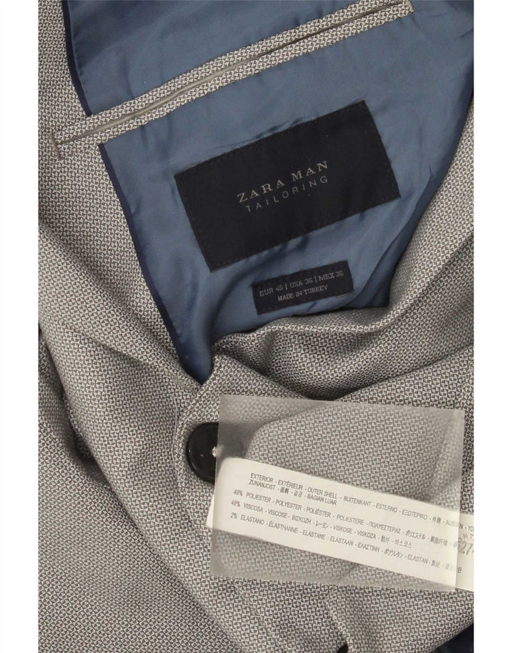 Giacca blazer a 2 bottoni sartoriale da uomo Zara EU 46 piccola in poliestere grigio