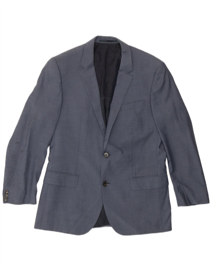 Giacca blazer da uomo a 2 bottoni Hugo Boss EU 50 grande lana vergine blu