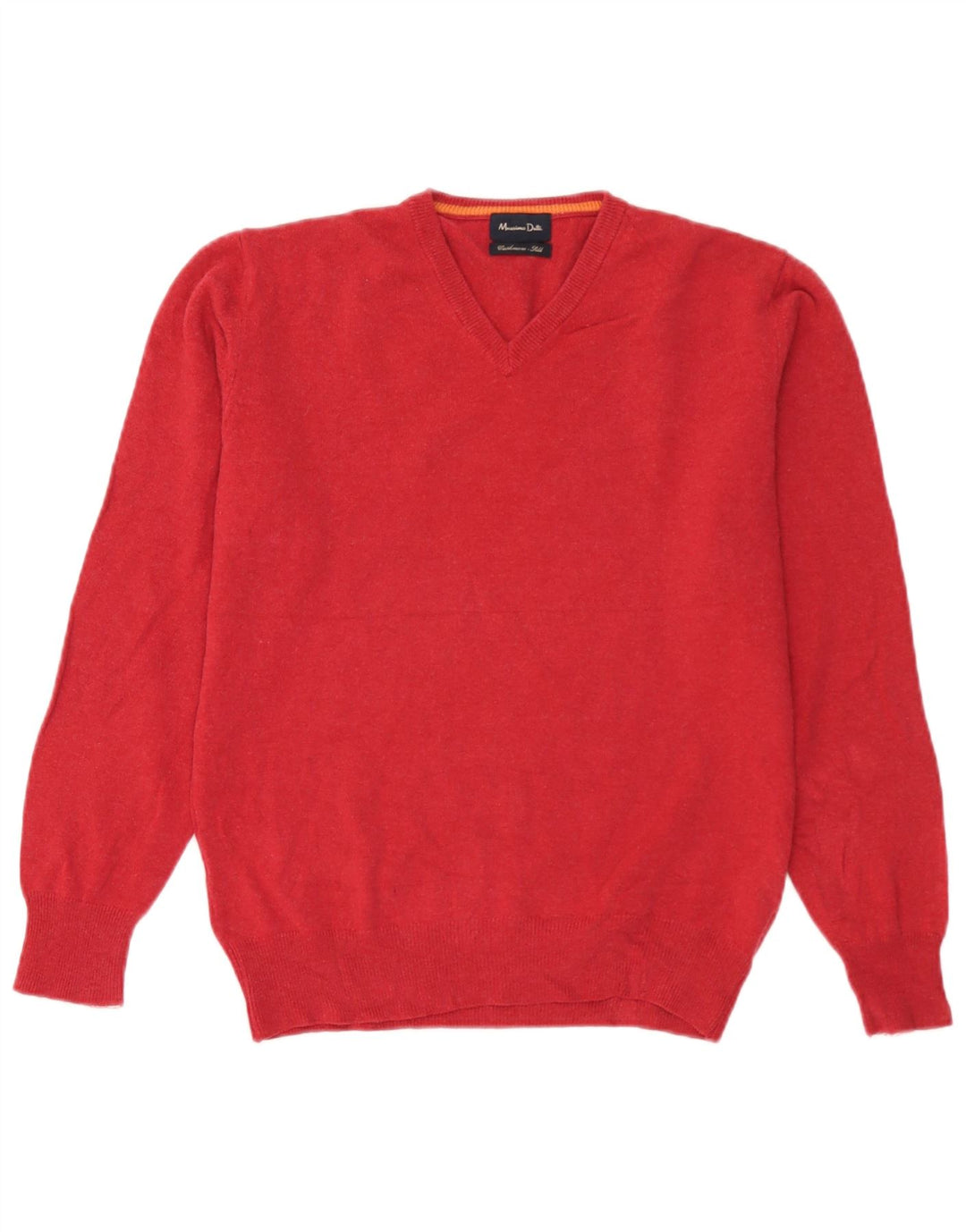 Massimo Dutti Maglione da uomo con scollo a V in lana rossa media