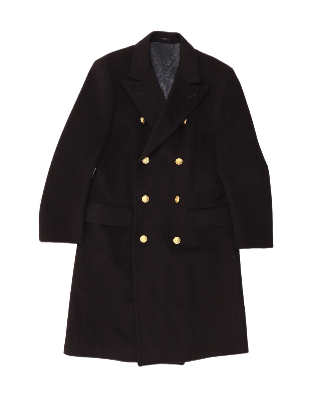 Cappotto doppiopetto vintage da donna IT 52 2XL Nero Classico