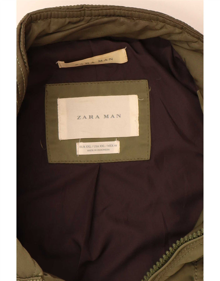 Giacca trapuntata da uomo Zara UK 44 2XL Poliestere kaki