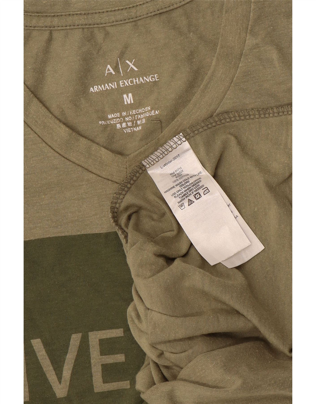 T-shirt grafica da uomo Armani Exchange Top in cotone kaki medio