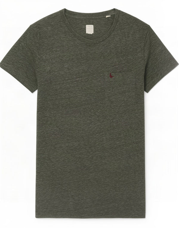 T-shirt da uomo Jack Wills Top medio cotone screziato kaki