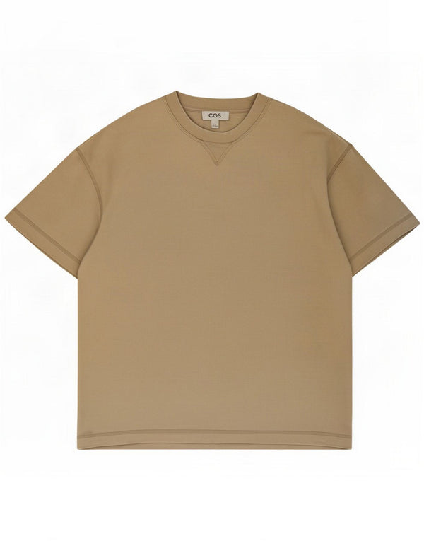 Felpa Cos da uomo a maniche corte, maglione medio, cotone kaki