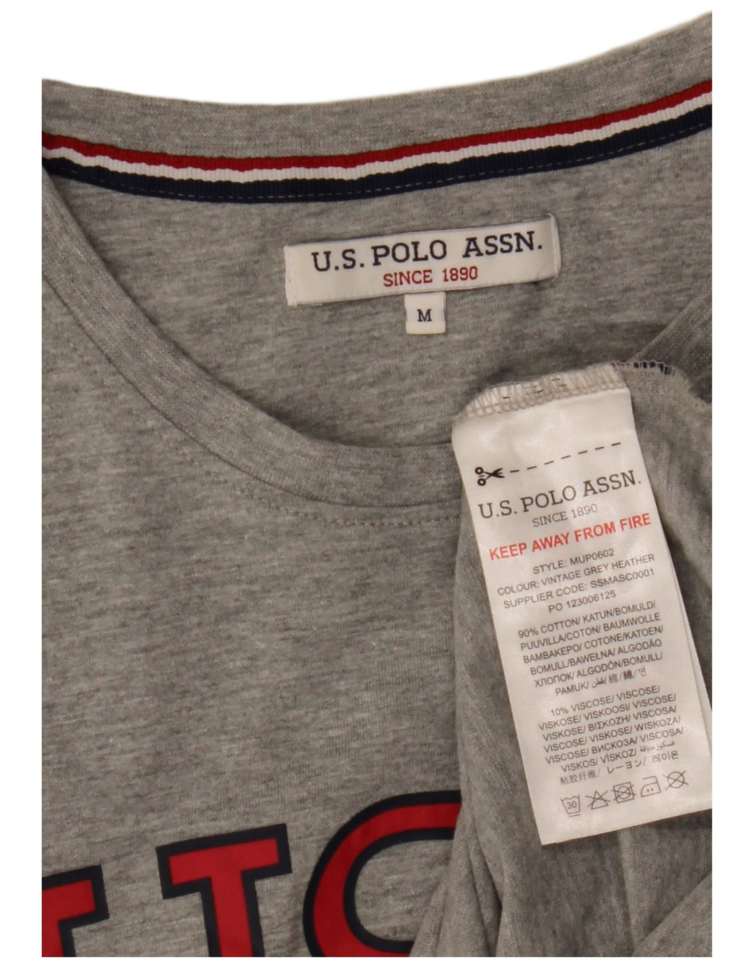 U.S. POLO ASSN. Mens Graphic T-Shirt Top Medium Grey Cotton