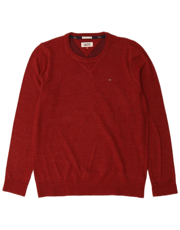 Maglione maglione girocollo da uomo Tommy Hilfiger XL in cotone rosso