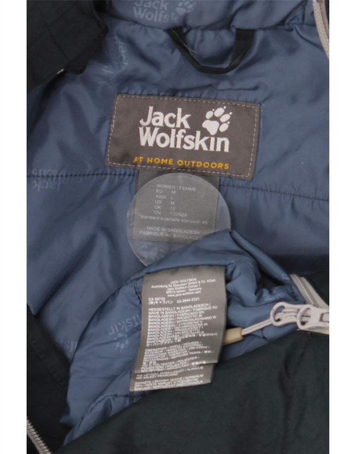 JACK WOLFSKIN Giacca a vento con cappuccio da donna UK 12 Medio Blu Navy