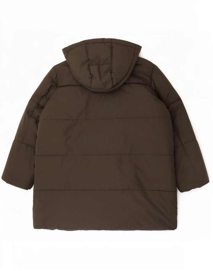 Giacca imbottita oversize con cappuccio da donna Zara UK 10 piccola marrone poliestere
