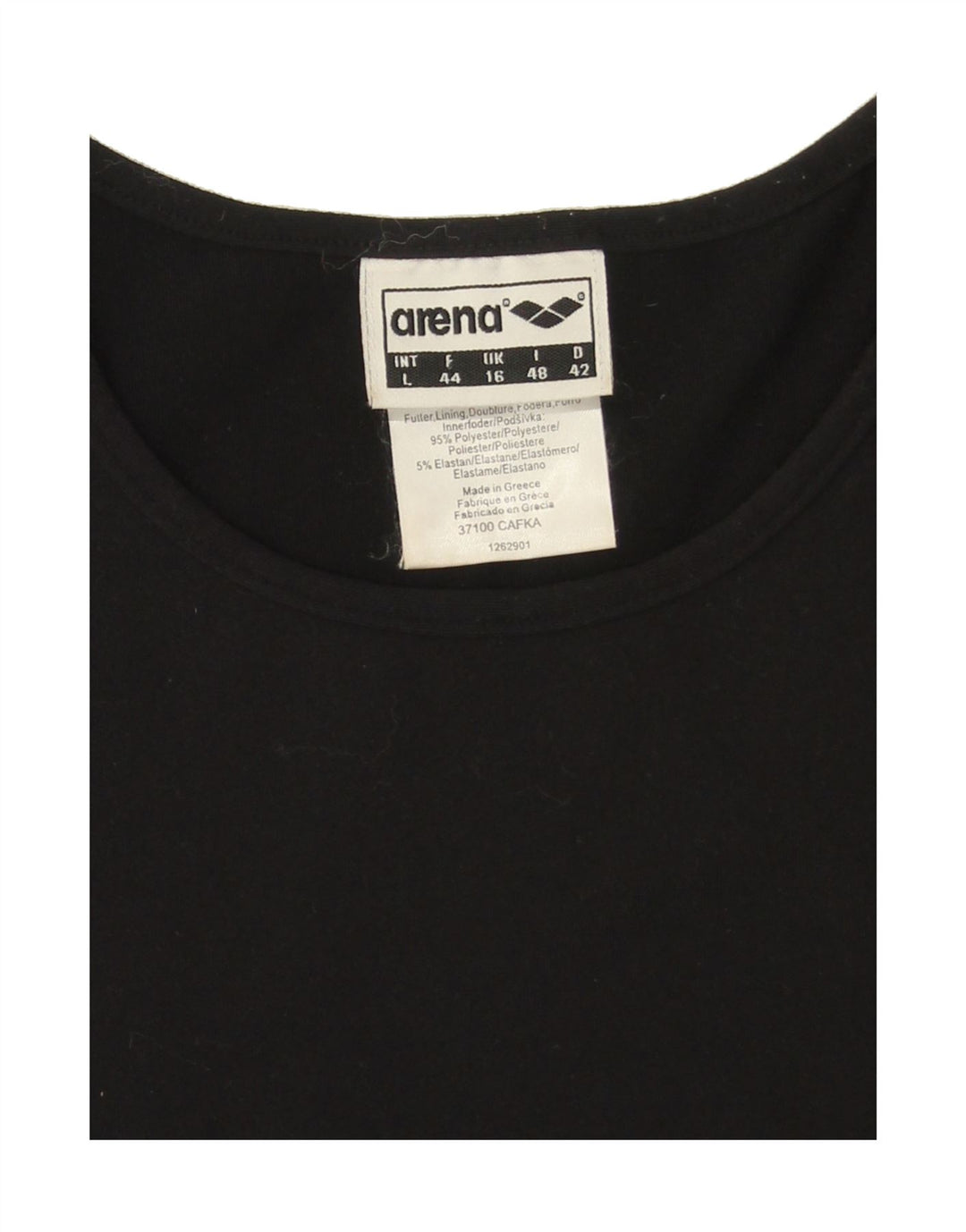 ARENA Womens T-Shirt Top UK 16 Large  Black Colourblock Polyester Vintage Arena and Second-Hand Arena from Messina Hembry 