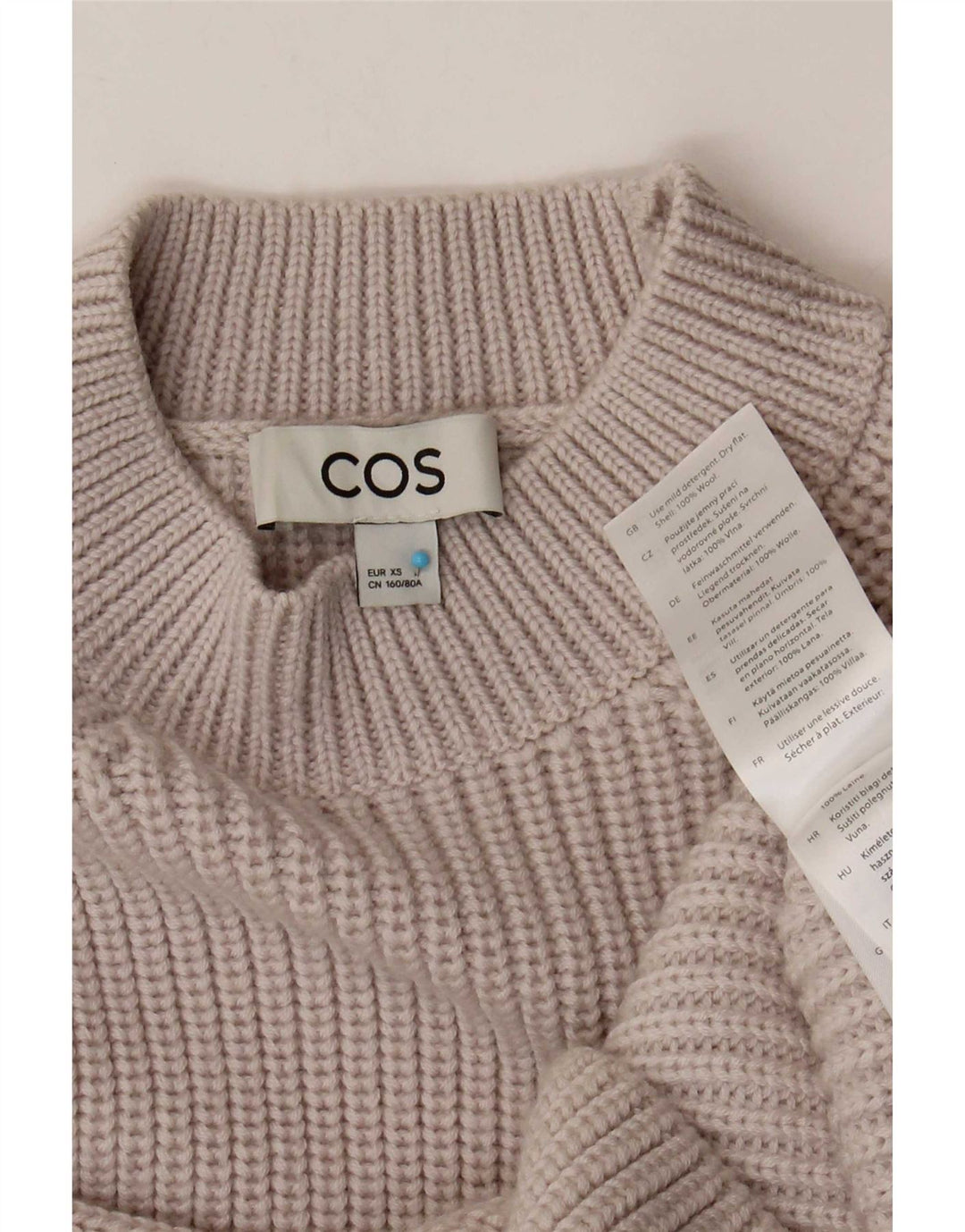 Maglione maglione collo alto da donna Cos UK 6 XS lana grigia