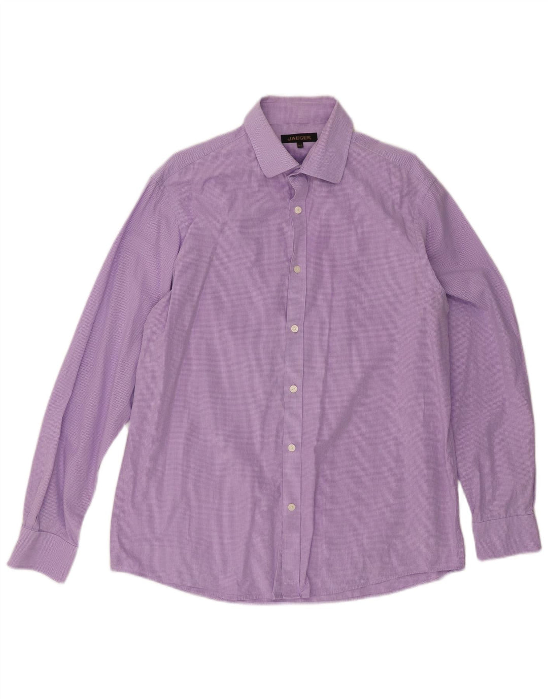 JAEGER Mens Shirt Size 16 1/2 Large Purple Check Cotton