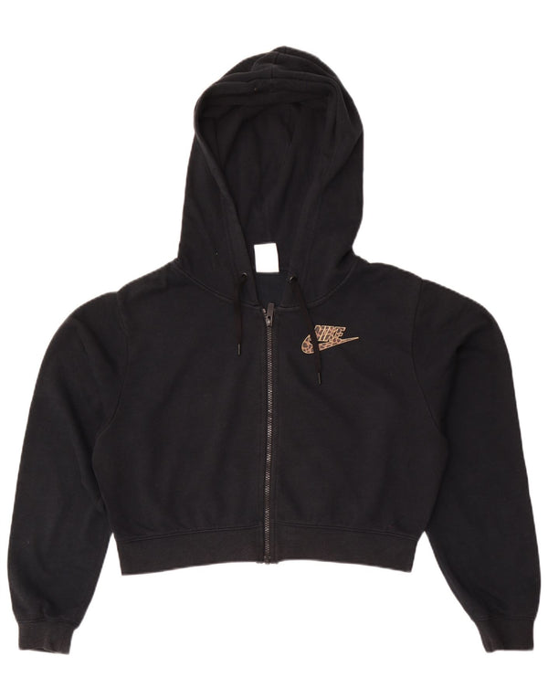 Felpa con cappuccio e zip oversize corta da donna Nike UK 6 XS Nera