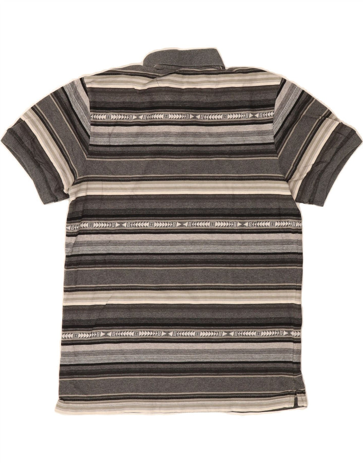 CHAPS Mens Polo Shirt Medium Grey Striped Cotton Vintage Chaps and Second-Hand Chaps from Messina Hembry 
