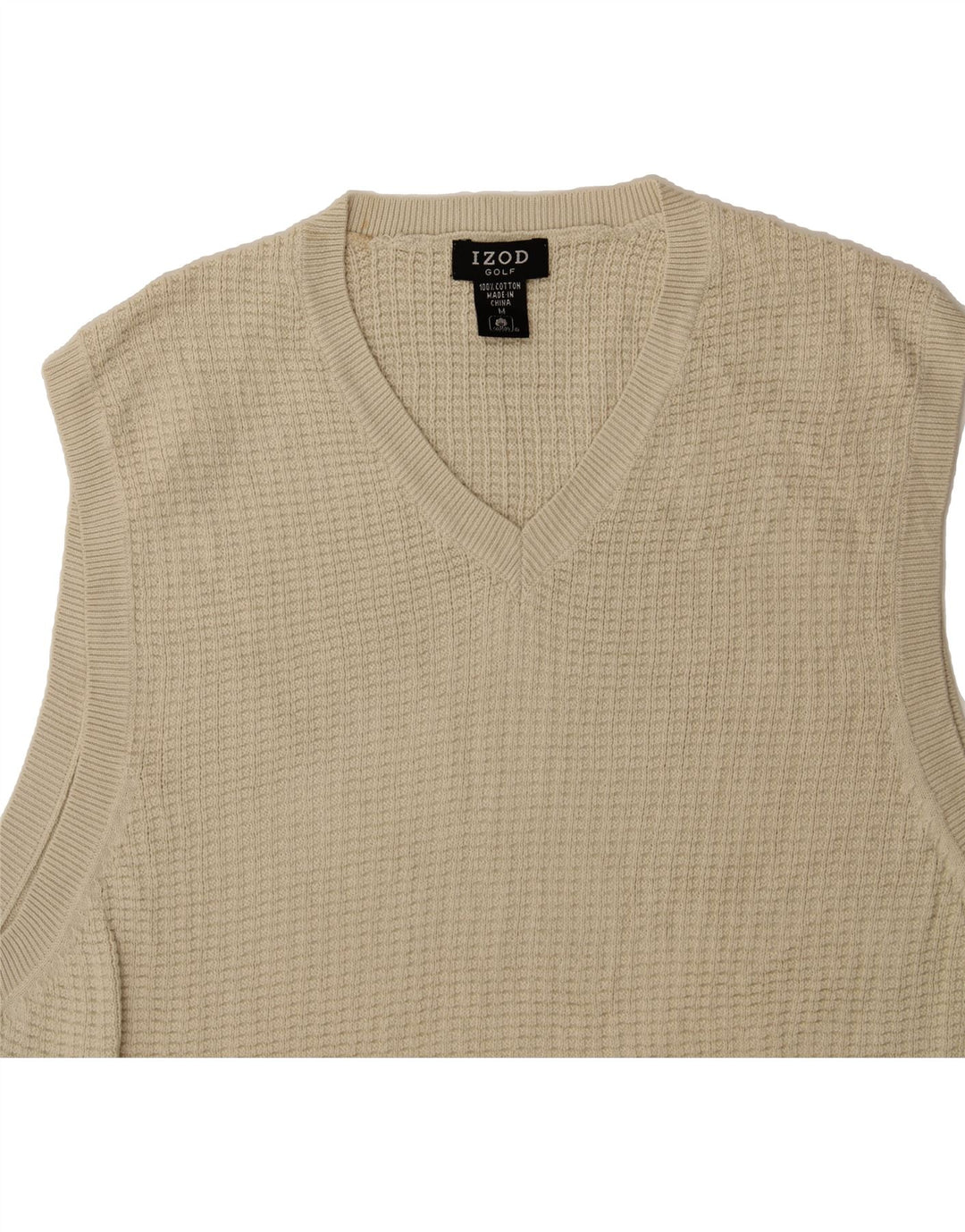 IZOD Mens Vest Tank Top Medium Off White Cotton Vintage Izod and Second-Hand Izod from Messina Hembry 
