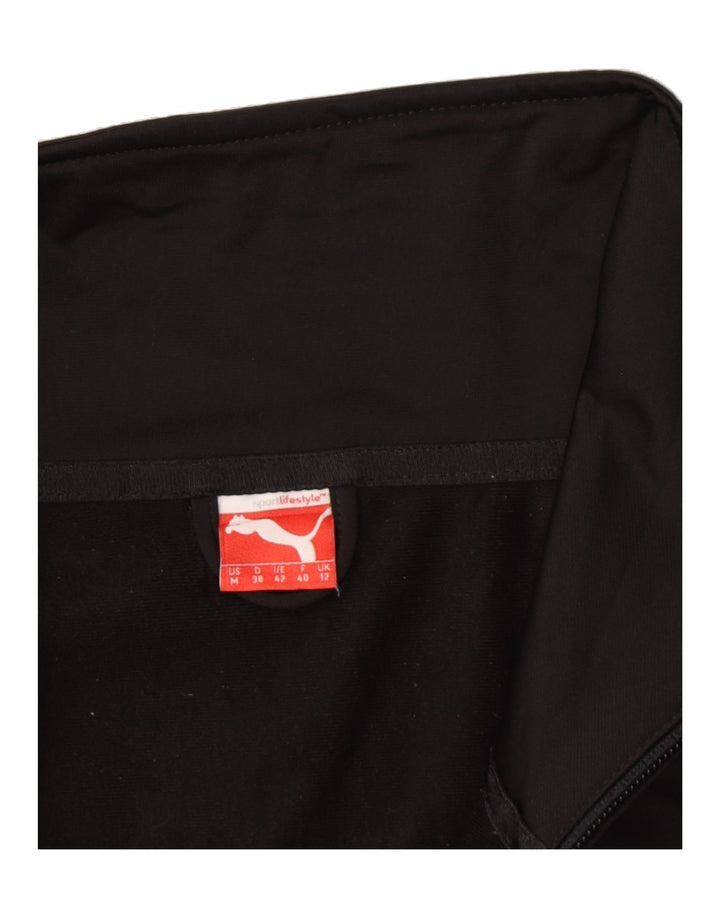 PUMA Womens Graphic Tracksuit Top Jacket UK 12 Medium Black Polyester Vintage Puma and Second-Hand Puma from Messina Hembry 