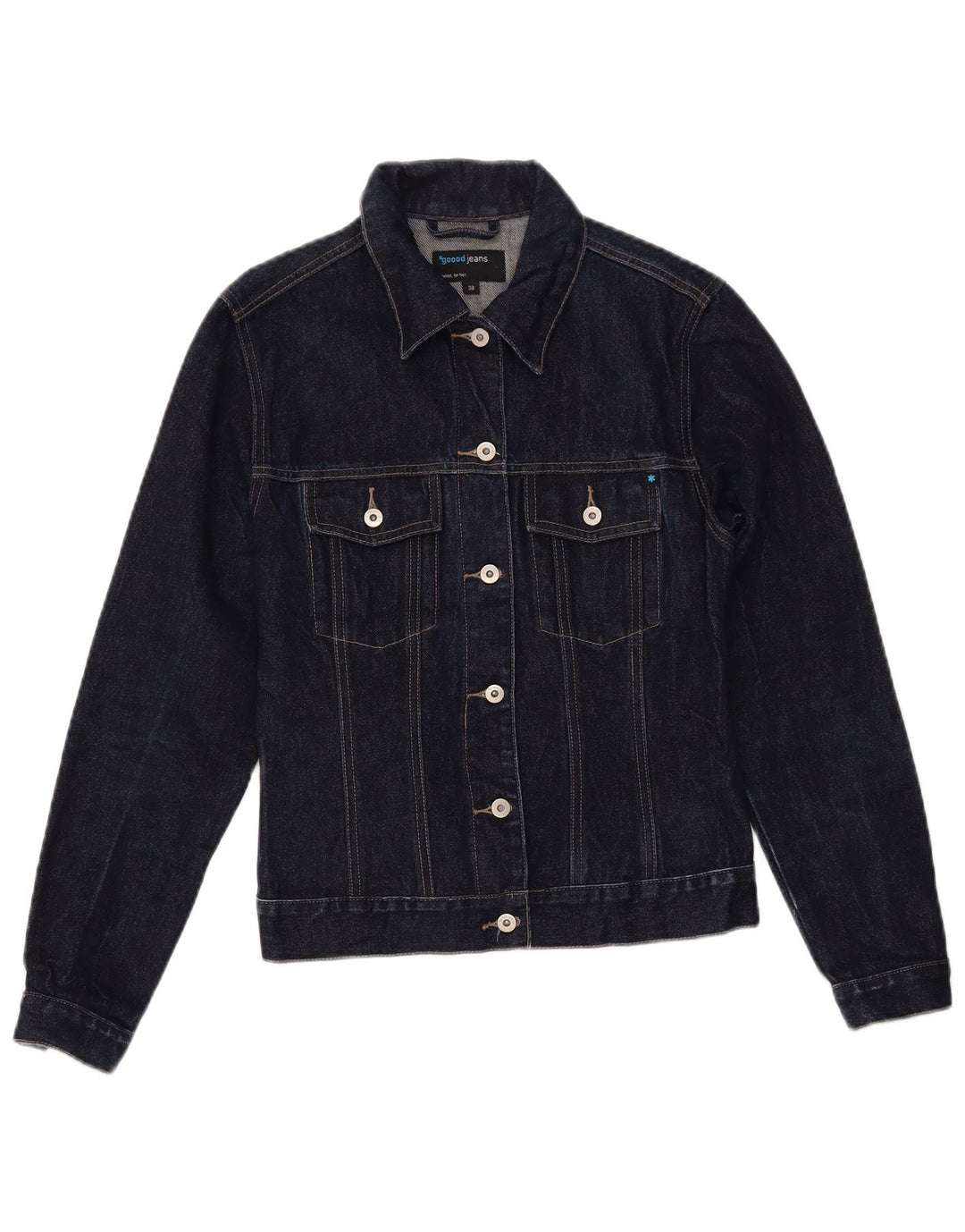 Giacca di jeans da donna VINTAGE EU 38 cotone medio blu navy