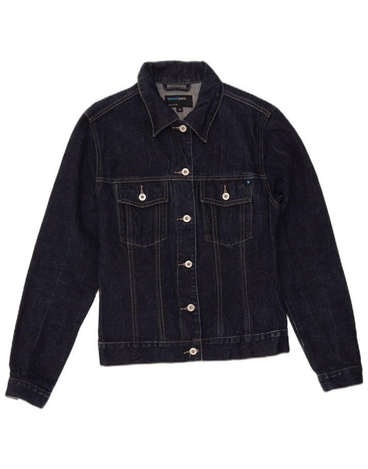 Giacca di jeans da donna VINTAGE EU 38 cotone medio blu navy