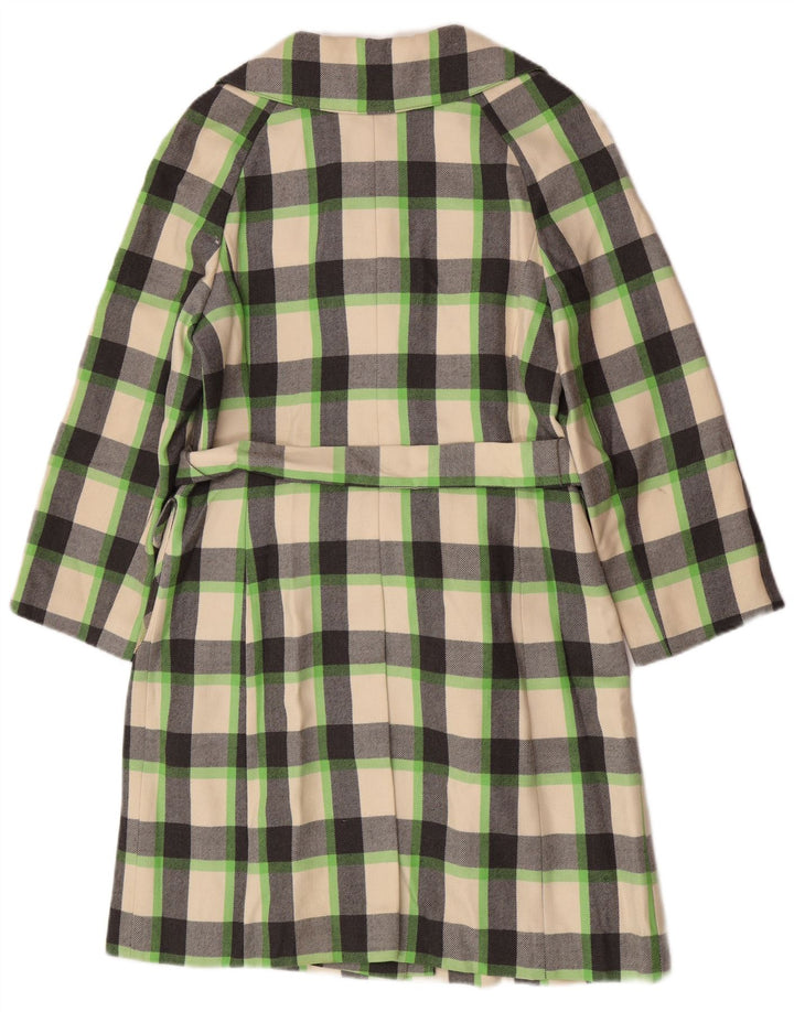Soprabito vintage da donna UK 12 in lana vergine a quadri multicolore medio
