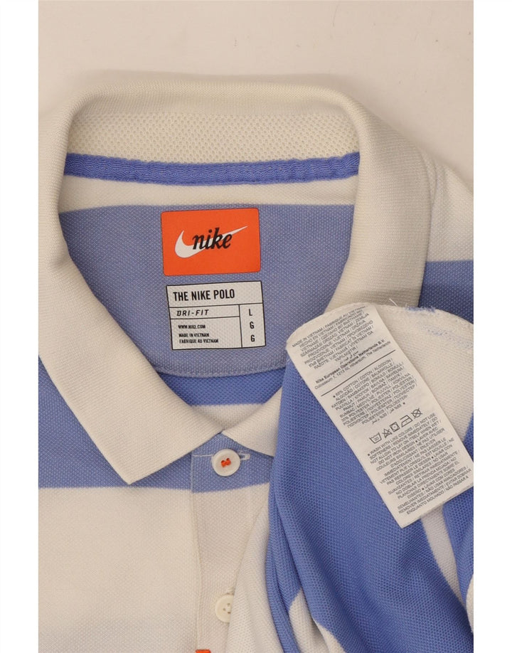 Polo da rugby da uomo Dri Fit NIKE, cotone a righe grandi bianche