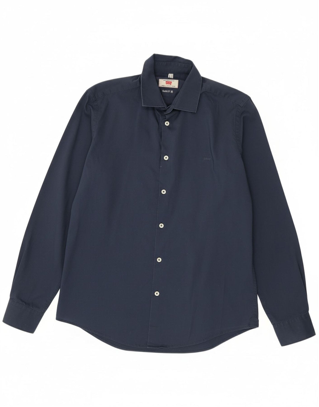 CARRERA Mens Slim Fit Shirt Medium Navy Blue Cotton Vintage Carrera and Second-Hand Carrera from Messina Hembry 