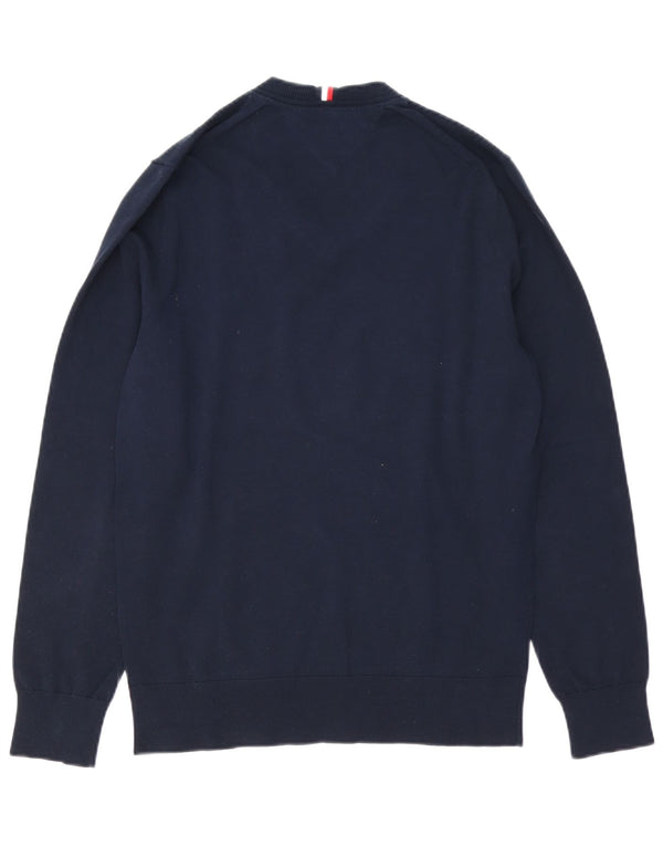 Maglione maglione con scollo a V da uomo Tommy Hilfiger blu navy medio