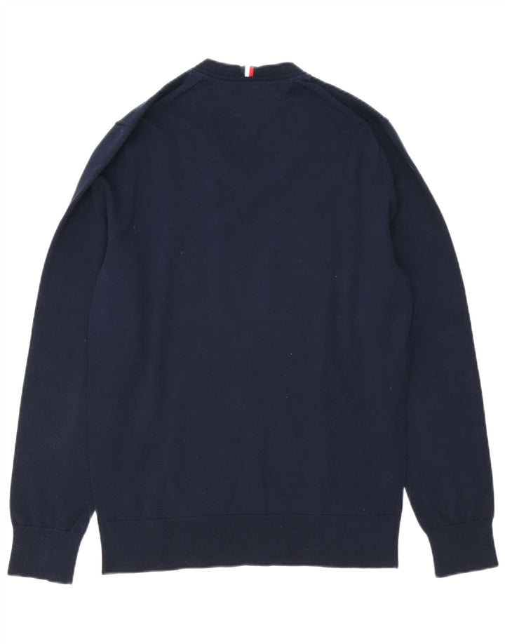 Maglione maglione con scollo a V da uomo Tommy Hilfiger blu navy medio