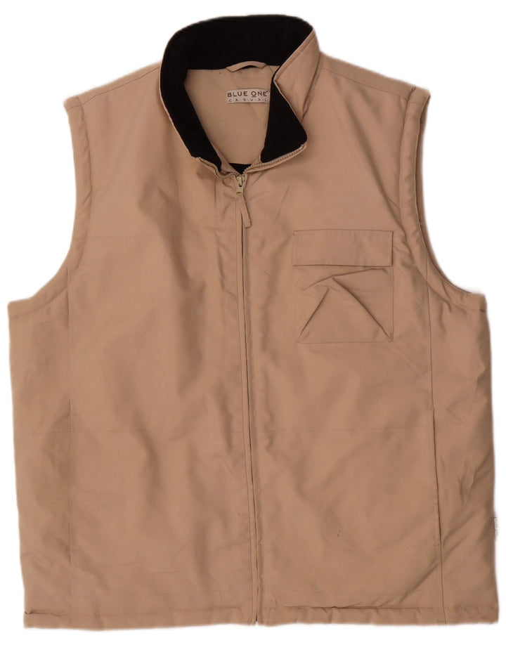 Gilet pratico da uomo vintage UK 42 XL Poliestere beige