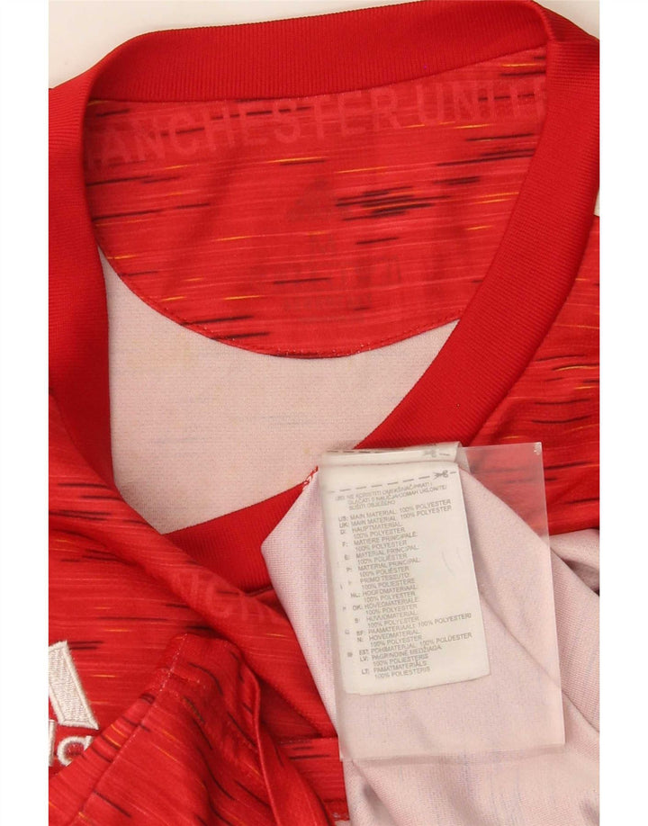 T-shirt Adidas da uomo Manchester United Top in poliestere chiazzato rosso medio