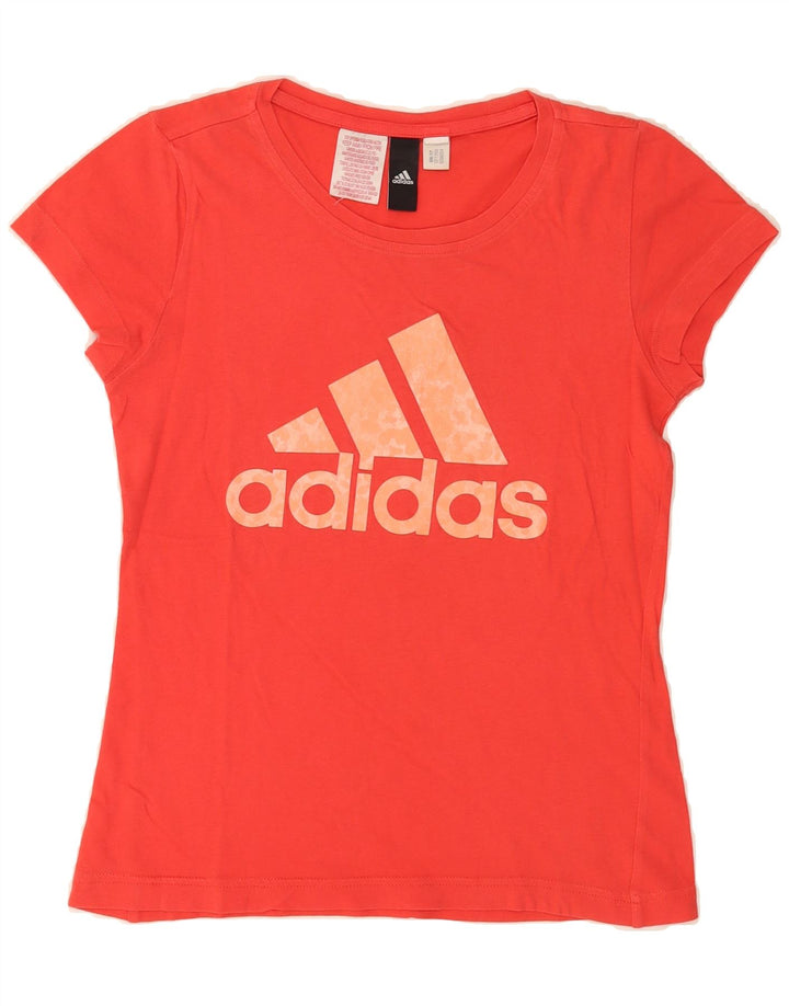 ADIDAS Womens Graphic T-Shirt Top UK 10 Small Red Vintage Adidas and Second-Hand Adidas from Messina Hembry 