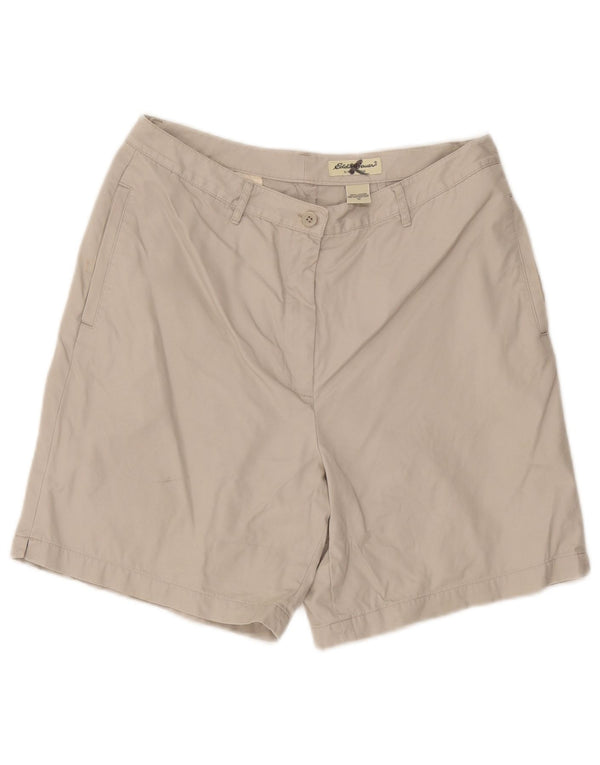 Pantaloncini chino a vita alta da donna Eddie Bauer US 12 Large W32 in cotone beige