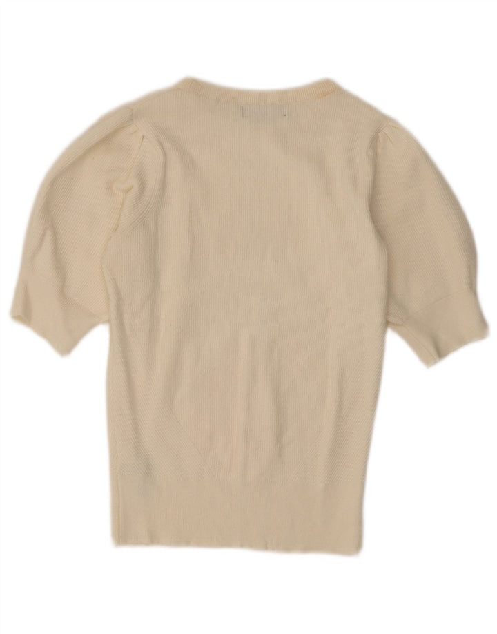 MARKS & SPENCER Maglione maglione girocollo da donna UK 8 piccolo Beige