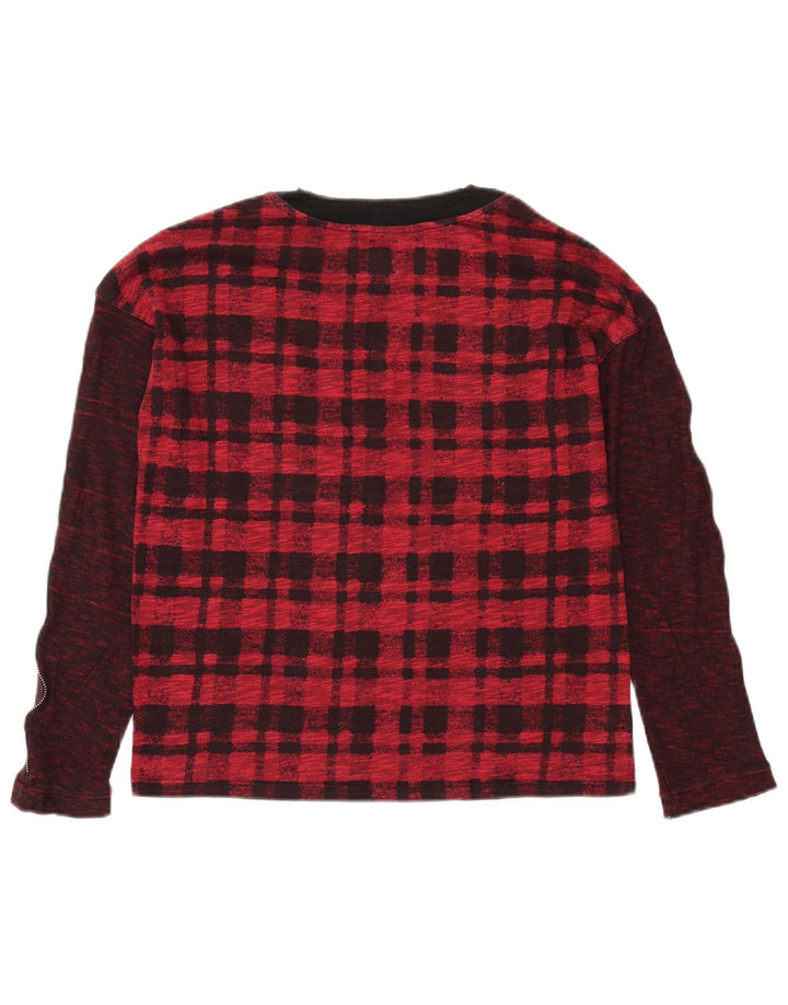 Top Zara Trafaluc da donna a maniche lunghe UK 10 piccolo scozzese rosso