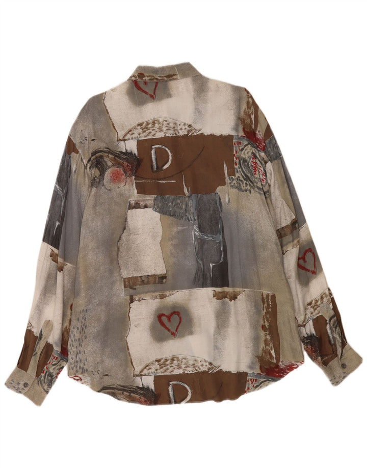 Criver Camicia da uomo con motivo astratto grande in viscosa multicolore