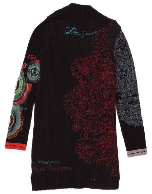 Desigual Abito maglione da donna con grafica a maniche lunghe UK 12 Medium Black Floral