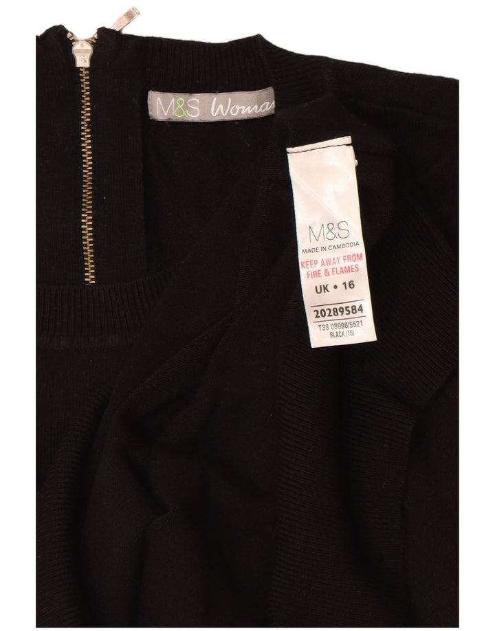 MARKS & SPENCER maglione maglione girocollo da donna UK 16 grande nero